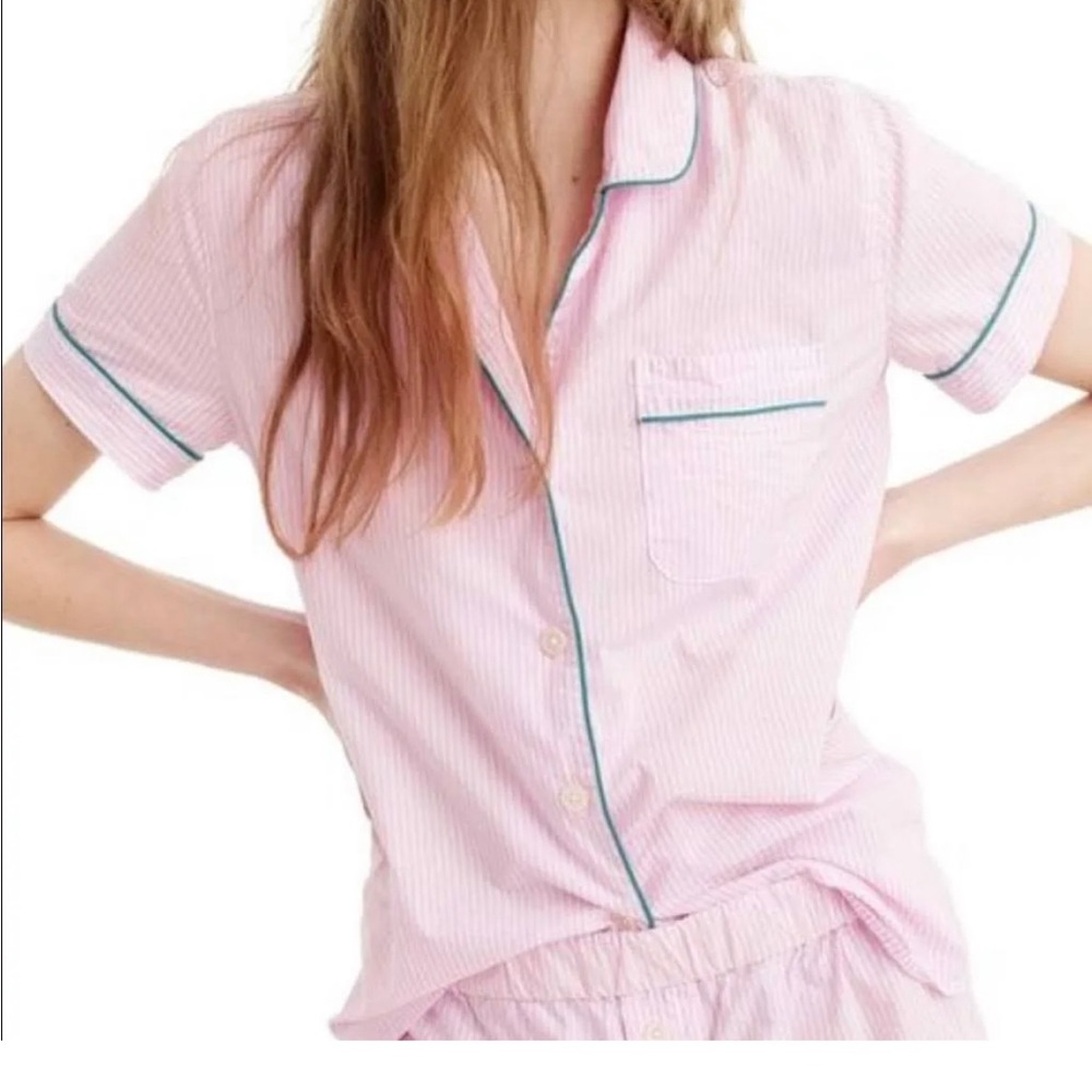 J. Crew Striped Pajama Top Button Down, Shorts with Pockets | Color: Blue/Pink
